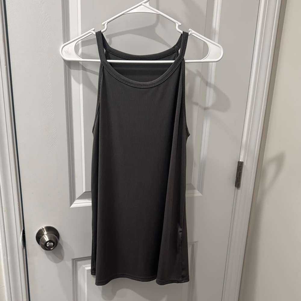 SHEIN Gray Sleeveless Tank Top with High Neckline